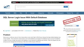 SQL Server Login Issue With Default Database