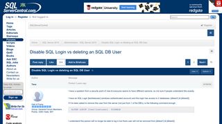 Disable SQL Login vs deleting an SQL DB User - SQL Server Central