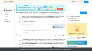 How to disable SQL Server Management Studio for a user - Stack ...