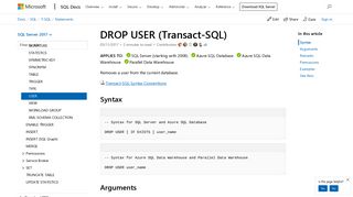 DROP USER (Transact-SQL) - SQL Server | Microsoft Docs