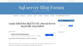 Login failed for [SQLSTATE 28000] (Error 18456) the step failed ...