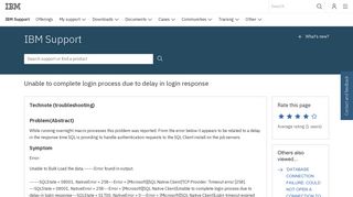 IBM Unable to complete login process due to delay in login response ...