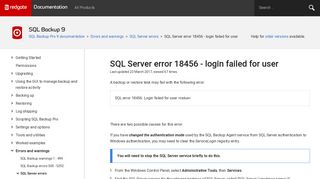SQL Server error 18456 - login failed for user - SQL Backup 9 ...