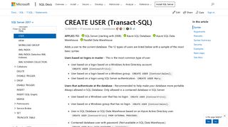CREATE USER (Transact-SQL) - SQL Server | Microsoft Docs