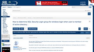 How to determine SQL Security Login group for windows login when ...