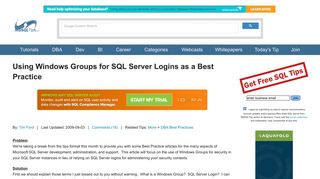 Using Windows Groups for SQL Server Logins as a Best Practice
