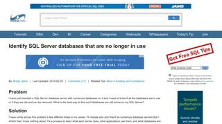 Identify SQL Server databases that are no longer in use - MS SQL Tips