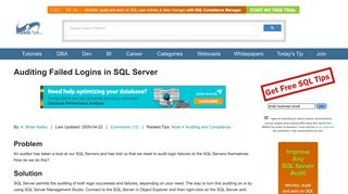 Auditing Failed Logins in SQL Server - MS SQL Tips
