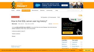 [Solved] How to find SQL server user log history? - CodeProject