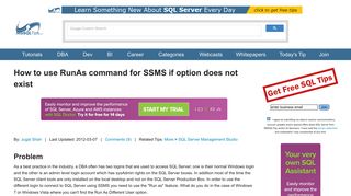 How to use RunAs command for SSMS if option does not exist