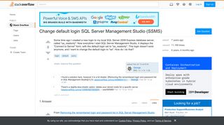 Change default login SQL Server Management Studio (SSMS) - Stack ...