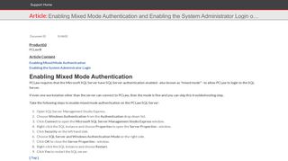 Enabling Mixed Mode Authentication and Enabling the System ...