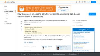How to connect an existing SQL Server login to an existing SQL ...