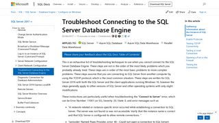 Troubleshoot Connecting to the SQL Server Database Engine - SQL ...
