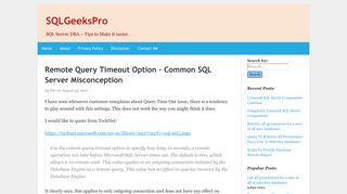 Remote Query Timeout Option – Common SQL Server Misconception ...