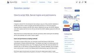 How to script SQL Server logins and permissions - Solution center