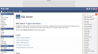 SQL Server: Logins and Users - TechOnTheNet