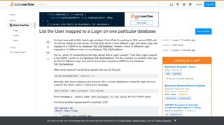 List the User mapped to a Login on one particular database - Stack ...