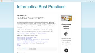 Informatica Best Practices: How to Encrypt Password in SQLPLUS
