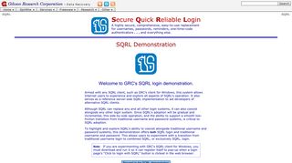 GRC | SQRL Secure Quick Reliable Login Demonstration