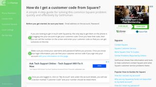 How do I get a customer code from Square? | How-To Guide - GetHuman