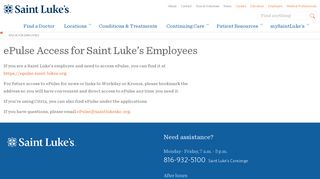 ePulse Access for Saint Luke's Employees | Saint Luke's Health System