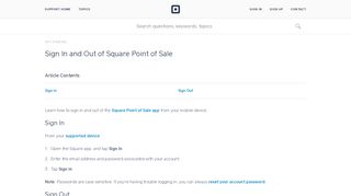 Sign In and Out of Square Point of Sale | Square Support Center - US