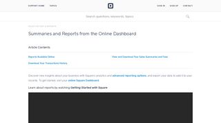 Summaries and Reports from the Online Dashboard | Square Support ...
