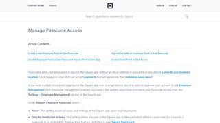 Manage Passcode Access | Square Support Center - US