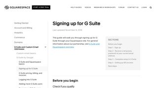 Signing up for G Suite – Squarespace Help