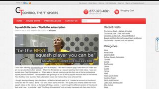 Squashskills.com - Worth the subscription | Control the 'T' Sports