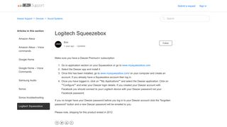 Logitech Squeezebox – Deezer Support