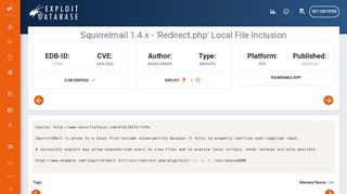 Squirrelmail 1.4.x - 'Redirect.php' Local File Inclusion - Exploit Database