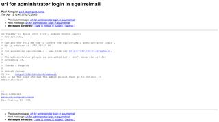 url for administrator login in squirrelmail - Fedora Mailing-Lists