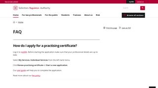 SRA | FAQ - How do I apply for a practising certificate? | Solicitors ...