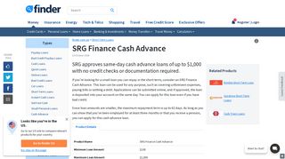 SRG Finance Cash Advance Review - Rates and Fees | finder.com.au