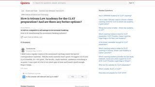 How is Sriram Law Academy for the CLAT preparation? And are there ...