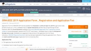 SRMJEEE 2019 Application Form - Apply Online at srmuniv.ac.in
