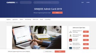 SRMJEEE Admit Card 2019/ Hall Ticket – Download here - Careers360