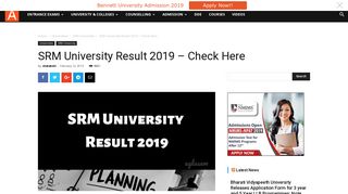 SRM University Result 2019 - Check Here | AglaSem Admission