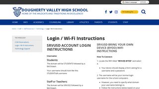 Login / Wi-Fi Instructions - Dougherty Valley High School