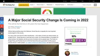 A Major Social Security Change Is Coming in 2022 -- The Motley Fool