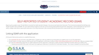 FAU | Self-Reported Student Academic Record (SSAR)