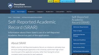 Self-Reported Academic Record (SRAR) - Undergraduate Admissions