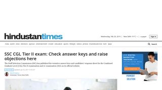 SSC CGL Tier II exam: Check answer keys and raise objections here ...