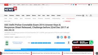 SSC Delhi Police Constable Exam 2016 Answer Keys & Response ...