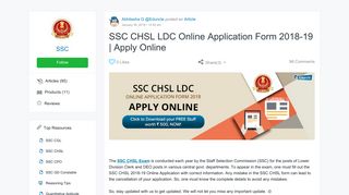 SSC CHSL LDC Online Application Form 2018-2019 | Apply Online