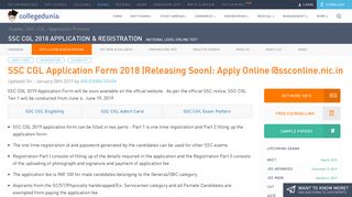 SSC CGL 2018 Application Form: apply online at ssc.nic.in