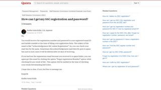 How to get my SSC registration and password - Quora