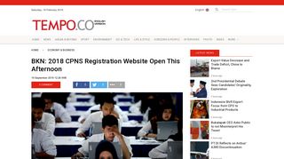 BKN: 2018 CPNS Registration Website Open This Afternoon - Tempo.co